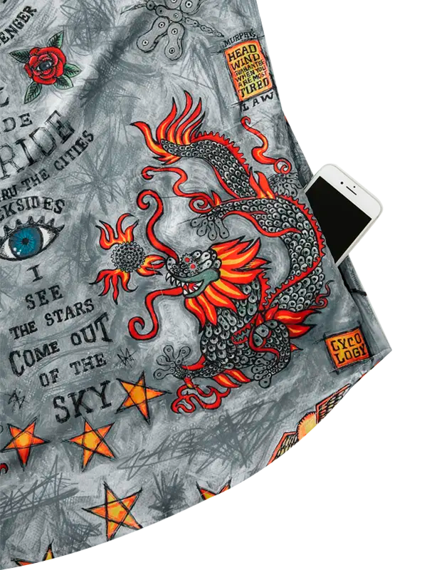 City of Angels Grey Men's Black Gravel Cycling Shirt  Pocket Cycology USA