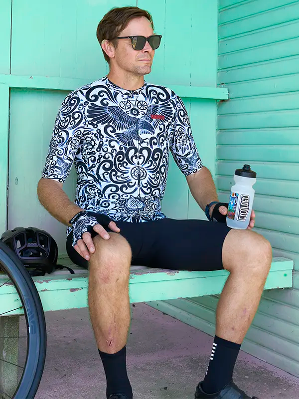 Cognoscenti Men's Blue Reborn Jersey  on model Cycology USA