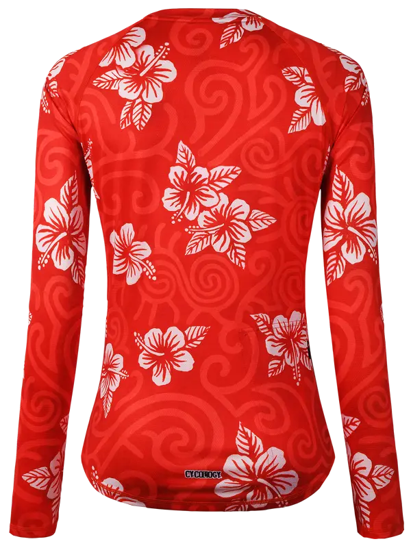 Koa Red Womens Long Sleeve MTB Jersey  Back | Cycology USA