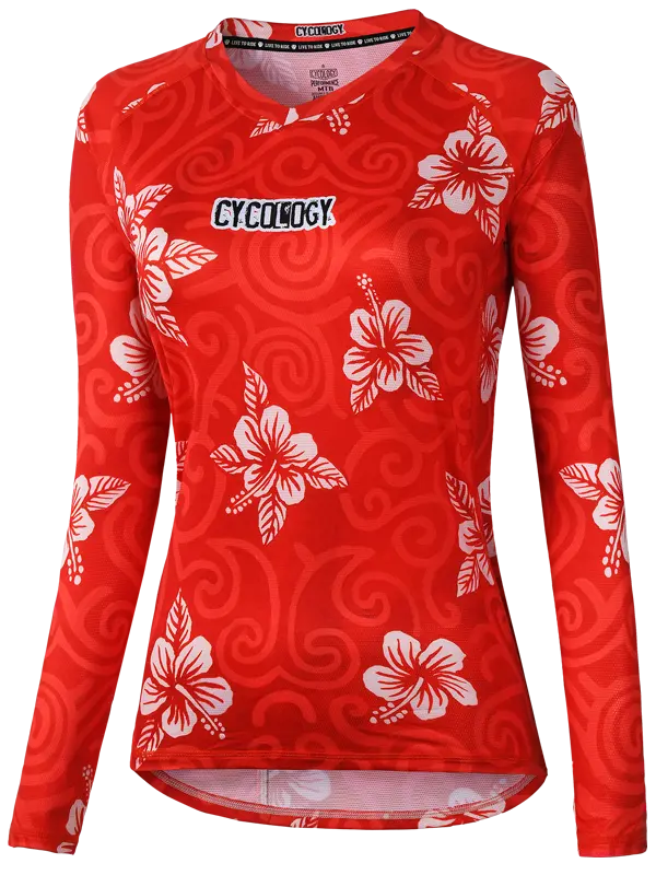 Koa Red Womens Long Sleeve MTB Jersey  Front | Cycology USA