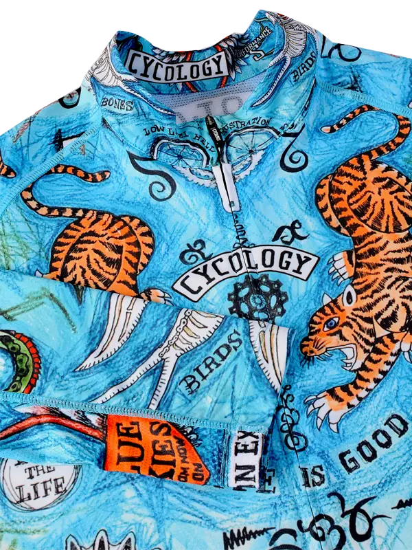 Koa Samui Men's Blue Long Sleeve Summer Cycling Jersey  Neck | Cycology USA