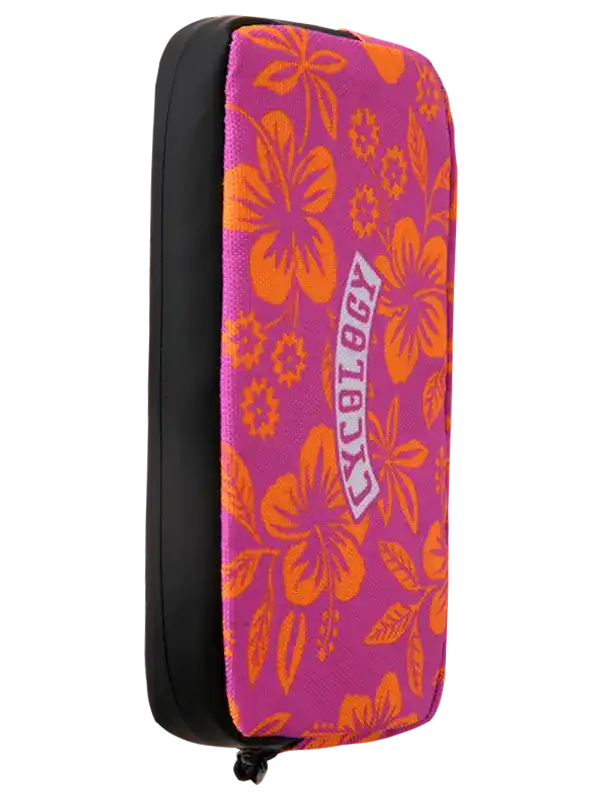 Cycology Oahu Cycling Wallet with pink and orange hibiscus floral pattern