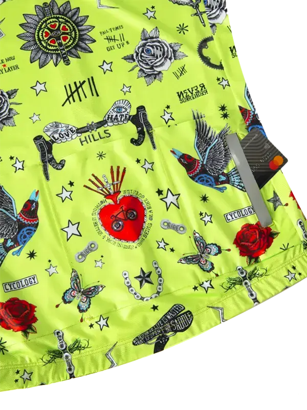 Tattoo Green Men's Reborn Jersey back pockets | Cycology USA
