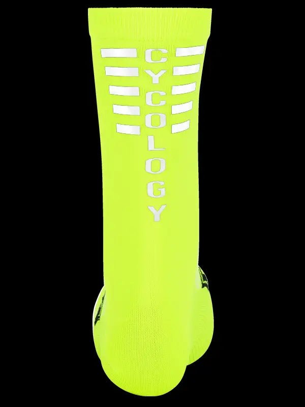 Cycology Lime Reflective Logo Cycling Socks - Cycology Clothing US