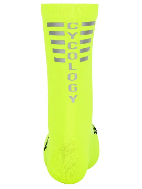 Cycology Lime Reflective Logo Cycling Socks