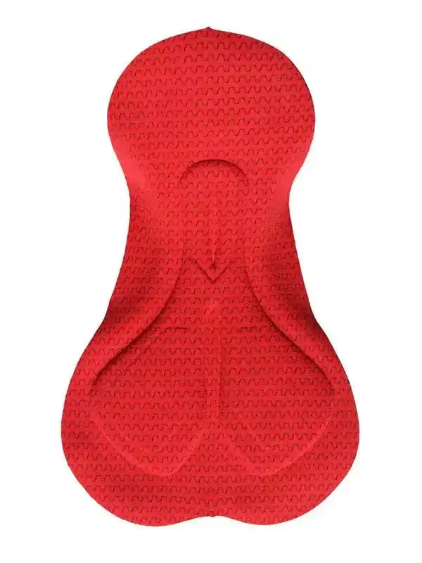 Red cycling chamois pad with wavy texture for men's and women's bike shorts comfort