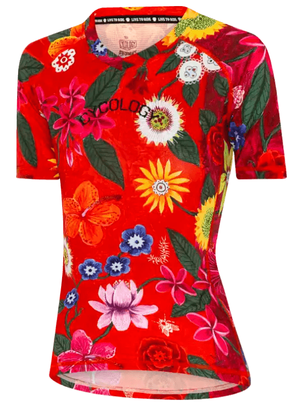 Aloha Red Women's Short Sleeve Mountain Bike Jersey Cycology USA