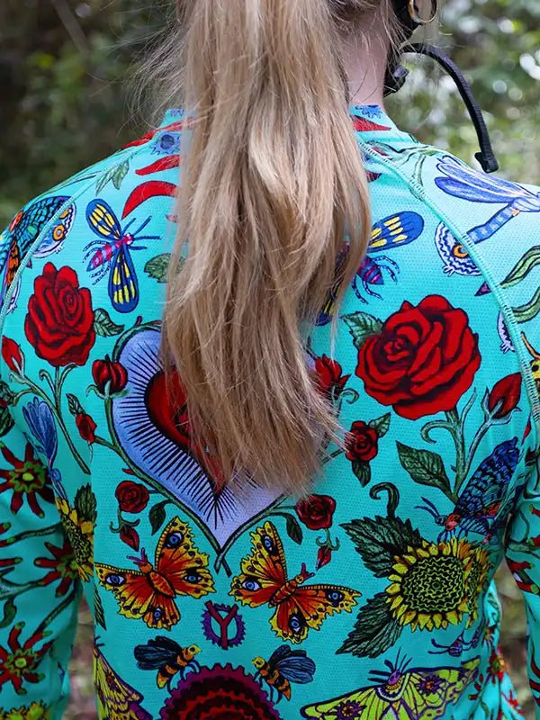 River Road Women's Long Sleeve MTB Jersey Aqua - Cycology Clothing US