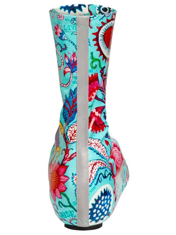 Secret Garden Cycling Shoe Covers- Aqua - Cycology Clothing US