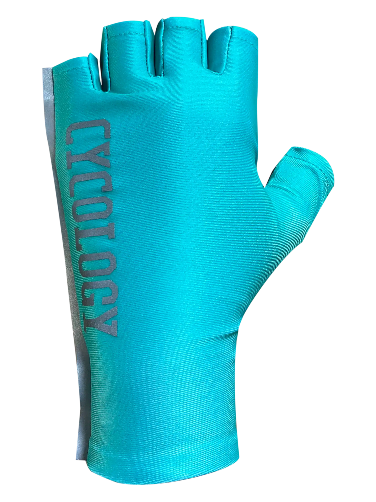 Aqua Aero Cycology cycling gloves in teal blue with fingerless design.