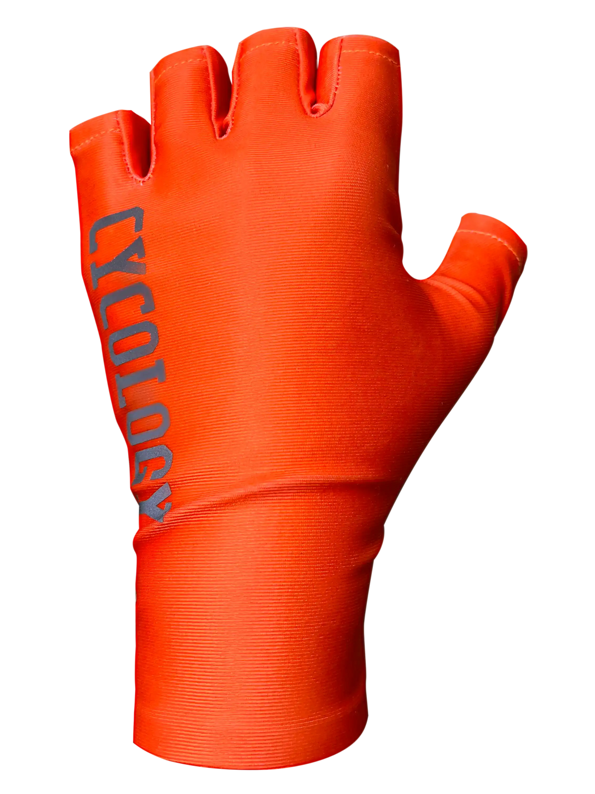 Orange Aero cycling gloves by Cycology Clothing featuring a fingerless design.