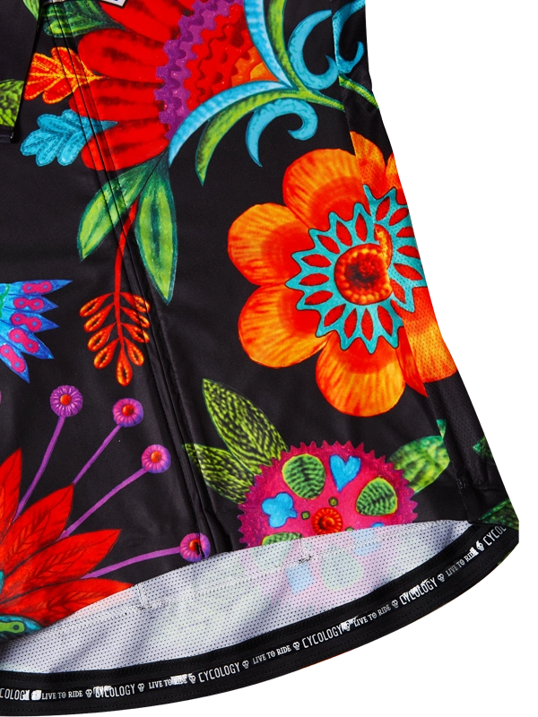 Colorful floral pattern on a black background