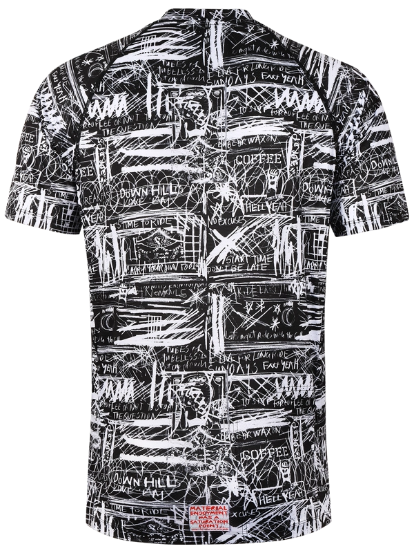 Men's short-sleeve MTB Jersey with black and white graphic design 
