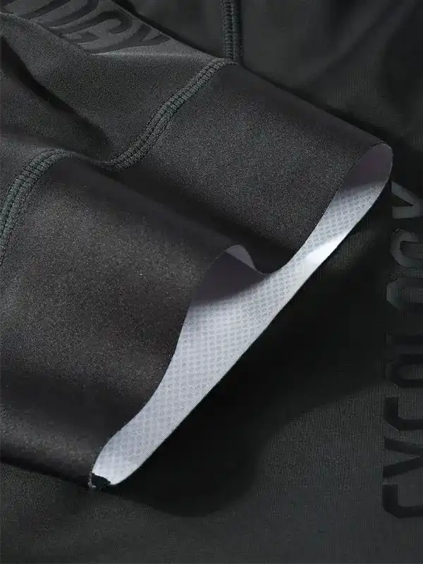Black cycling shorts with padded chamois and seamless stitching for comfort