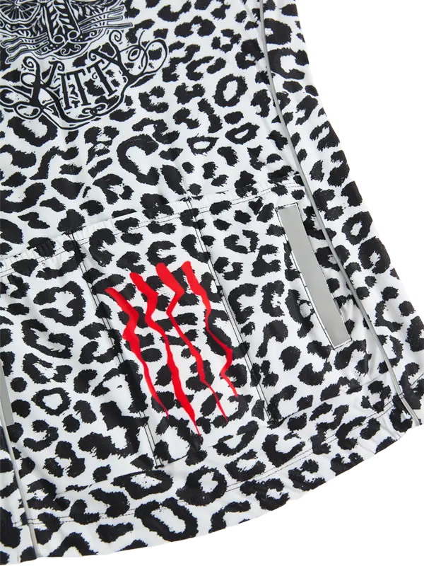 Leopard print Kitty White Women's Winter Long Sleeve Cycling Jersey 
3 rear pockets 
