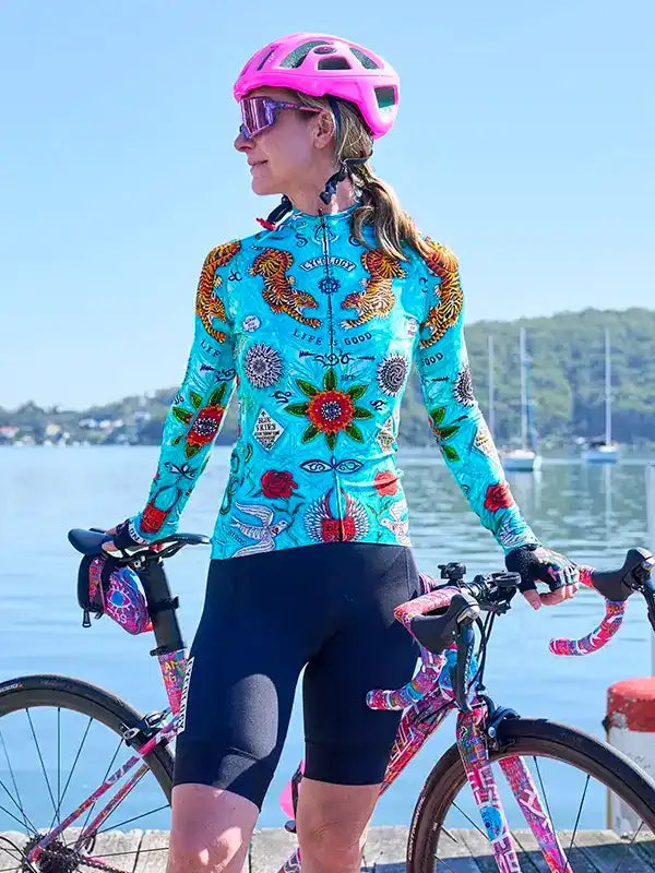 Koh Samui Women's Summer Long Sleeve Cycling Jersey - Cycology Clothing - Aqua