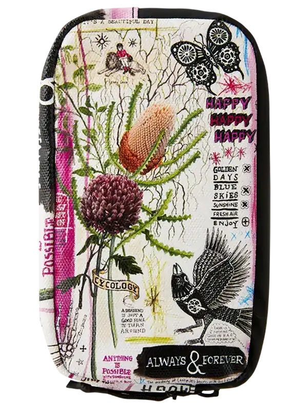 Mieka Cycling Wallet by Cycology Clothing with eclectic botanical and artistic print.