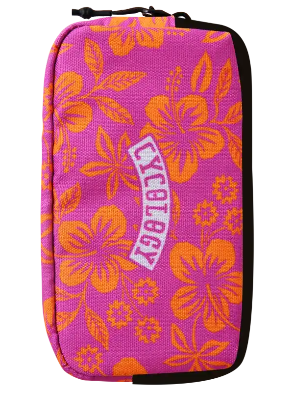 Pink Cycology Clothing Oahu Cycling Wallet with orange floral hibiscus pattern