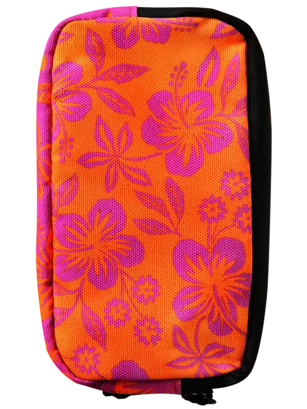 Oahu Cycling Wallet by Cycology Clothing with orange and pink tropical floral pattern