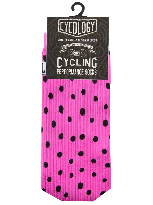 Polka Dot Cycling Socks Pink - Long