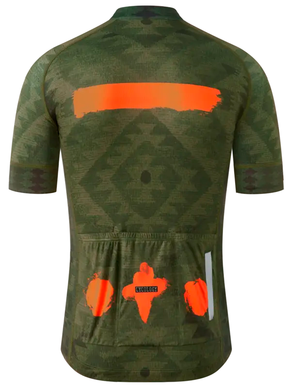 Green cycling jersey with orange stripe 
