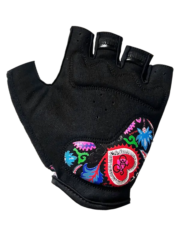 Black glove with colorful designs