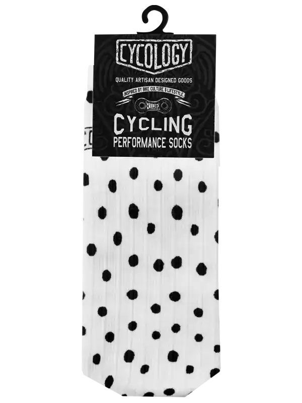 Polka Dot Cycling Socks White - Long