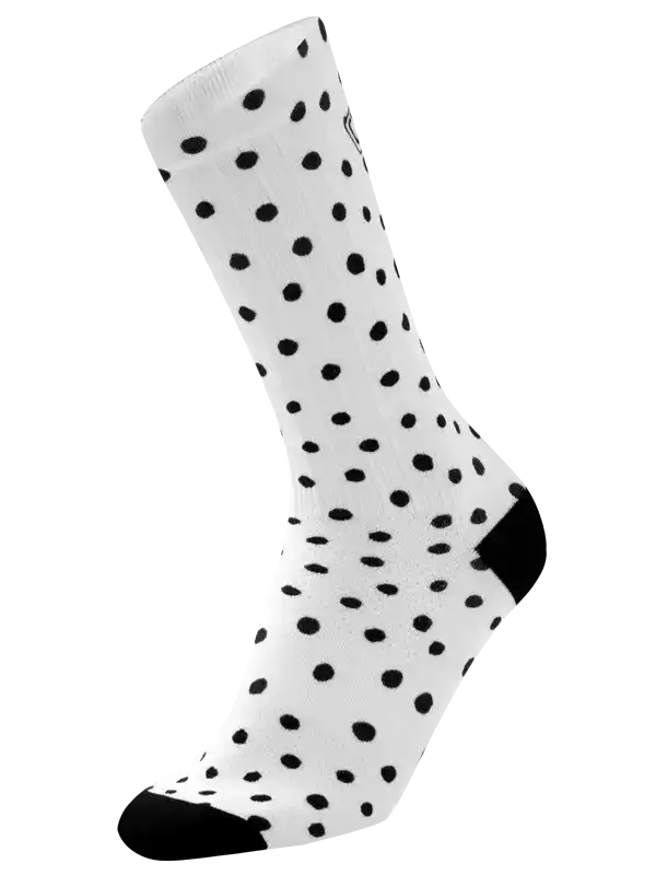 Polka Dot Cycling Socks White - Long