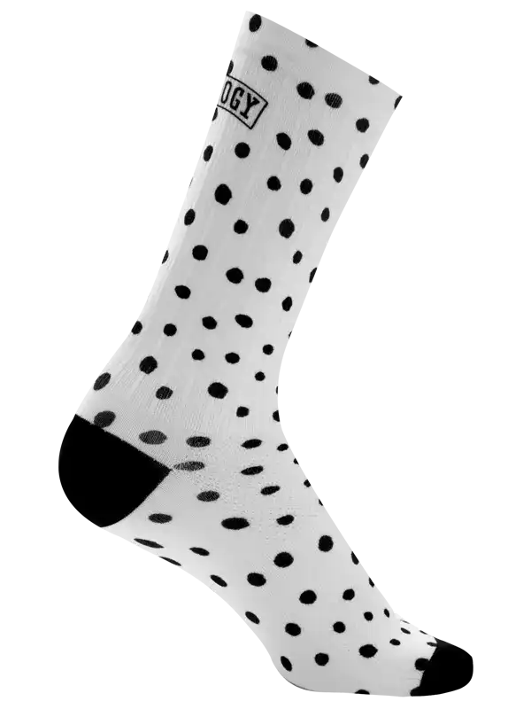 Polka Dot Cycling Socks White - Long