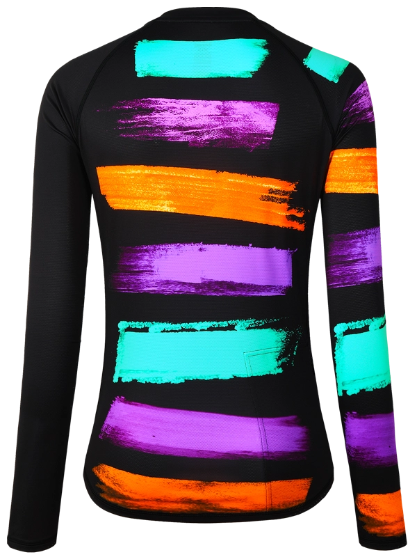 Women's Black long-sleeve MTB Jersey with colorful accents and 'Cycology' branding 