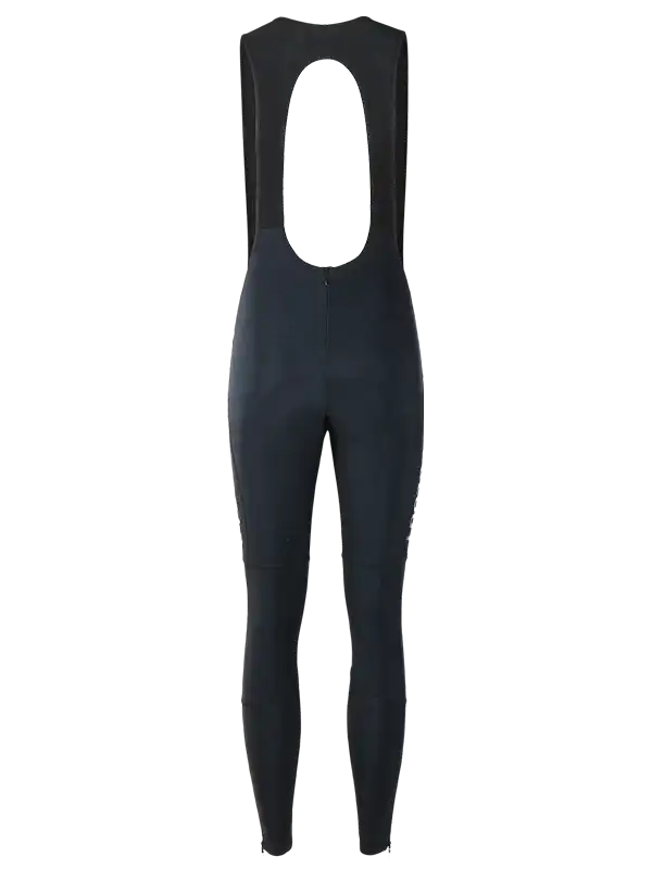 Black women's cycling bib tights with back cutout design, high-performance fabric for comfort and fit