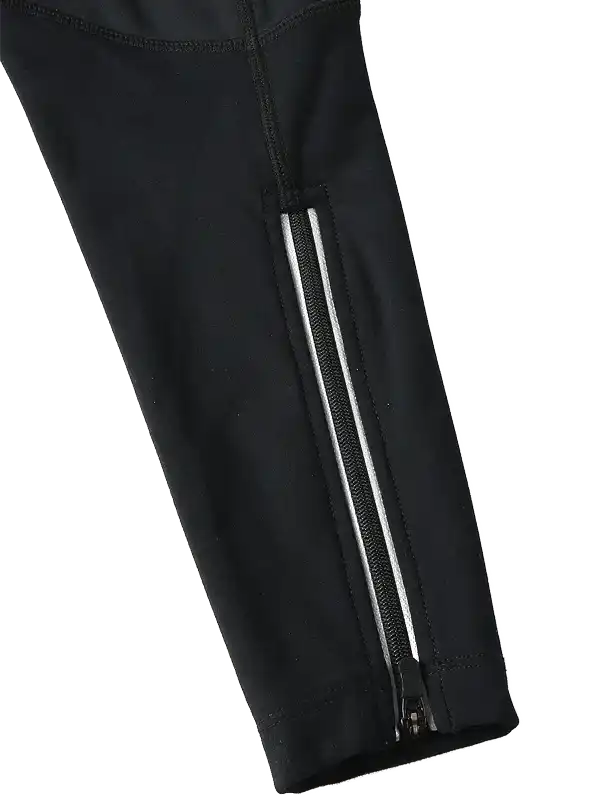 Black cycling shorts with side zipper pocket, high-quality fabric for men and women