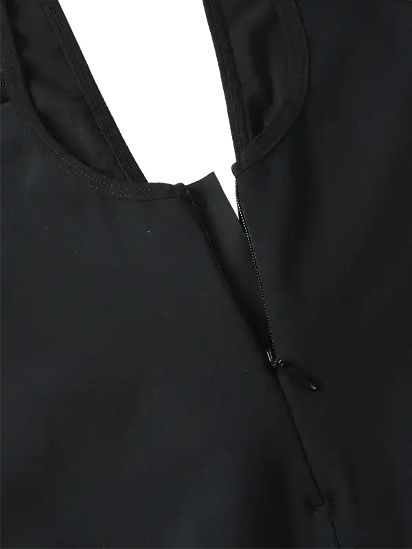 Black cycling jersey with front zipper and ergonomic neckline for comfort and performance