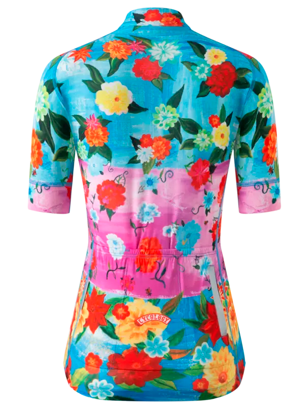 Colorful short sleeve floral cycling jersey 
