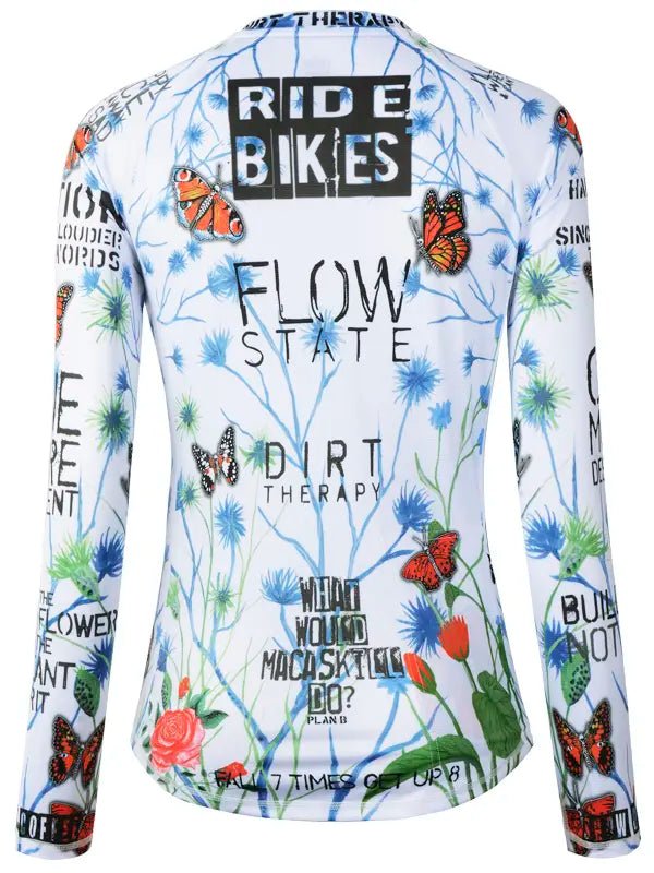 mountainbike jersey damen Gangsta Women's Long Sleeve Mountain Bike Cycling Jersey - Cycology Clothing - White