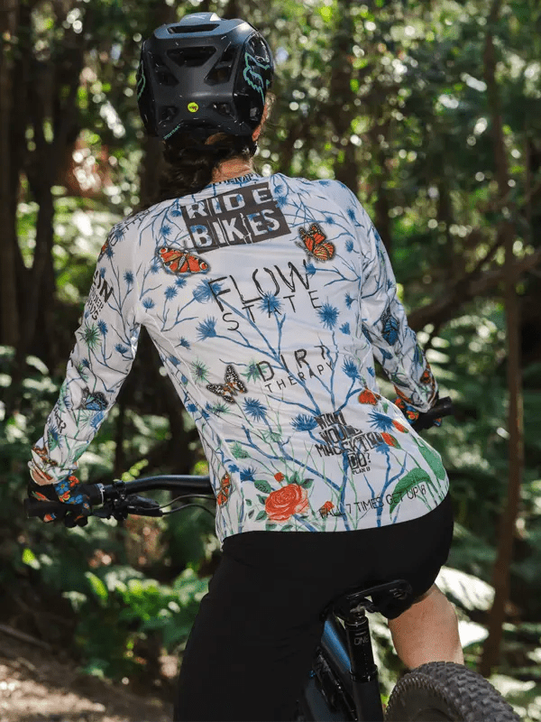 womens bicycle tops Gangsta Women's Long Sleeve Mountain Bike Cycling Jersey - Cycology Clothing - White
