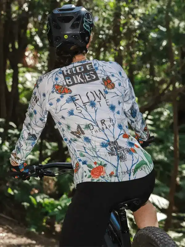 Gangsta Women's Long Sleeve Mountain Bike Cycling Jersey - Cycology Clothing - White