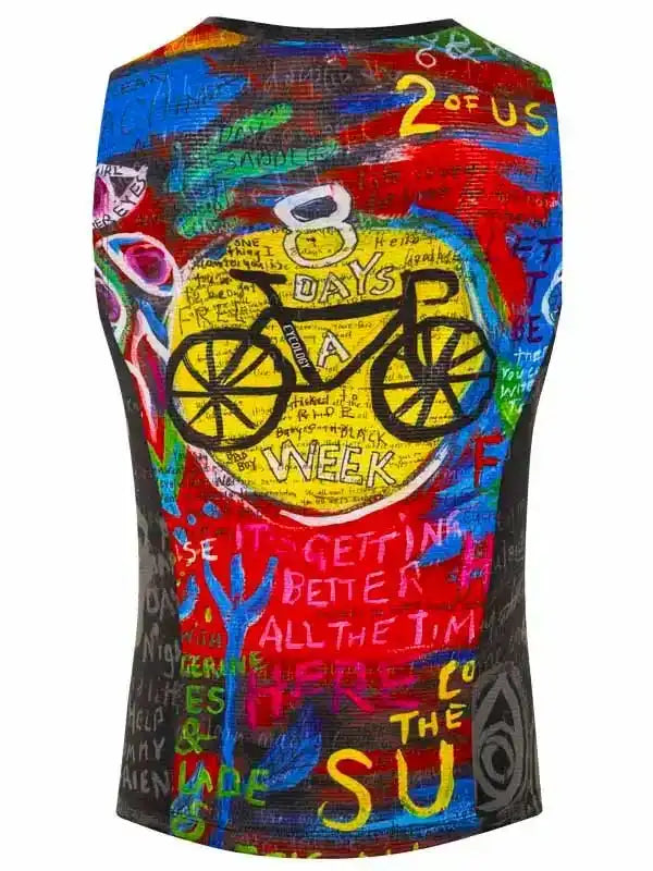Colorful cycling jersey with bold bike graphic and motivational text, ideal for men's and women's rides