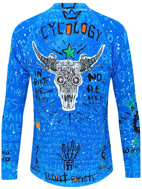 No Bull Men's Long Sleeve Blue Mountain Bike Jersey | Cycology USA