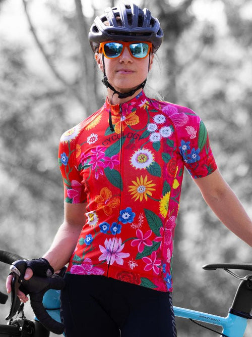 Womens red cycling jersey outlet