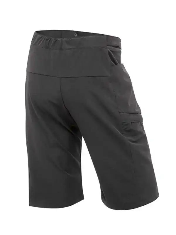 Men's black cycling shorts with rear cargo pockets, ideal for mountain biking and trail rides