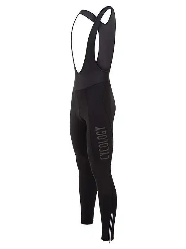 Black women's cycling bib tights with reflective stripes and ergonomic design for comfort and performance