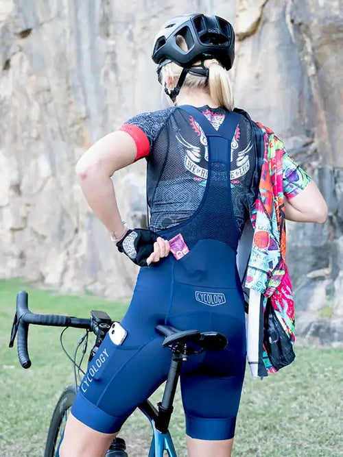 Cycology Women s Navy Cargo Cycling Bib Shorts Cycology USA
