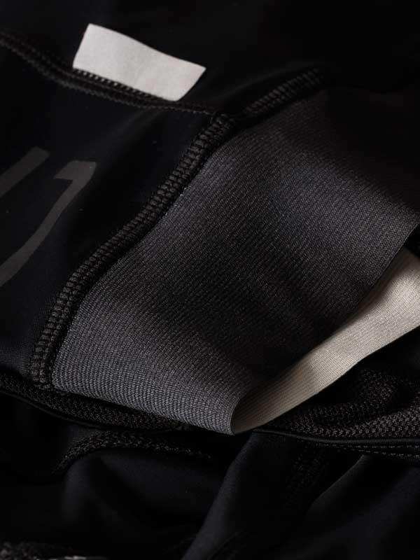 Black cycling shorts with padded chamois and elastic waistband for comfort and performance