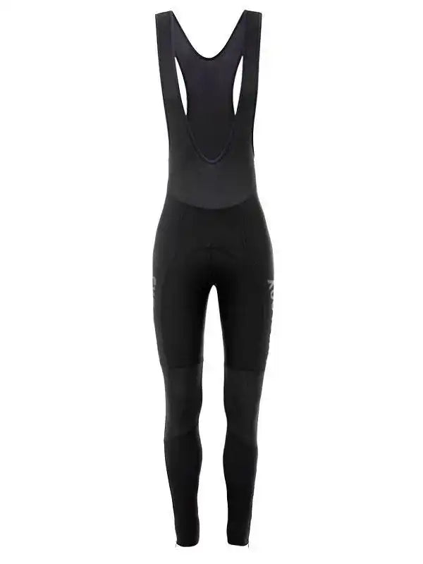 Black women's cycling bib tights with ergonomic design and padded seat for comfort