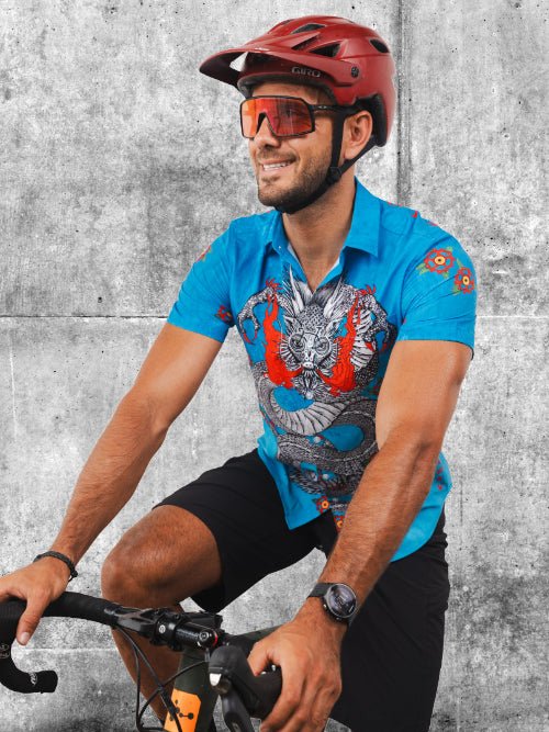 Dragon Blue Men's Gravel Cycling Shirt | Cycology USA