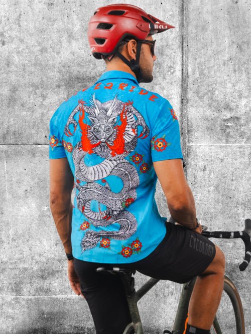 t shirt gravel bike Dragon Cycling Gravel Shirt - Cycology Clothing - Blue