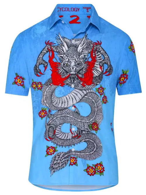 Dragon Blue Men's Gravel Cycling Shirt | Cycology USA