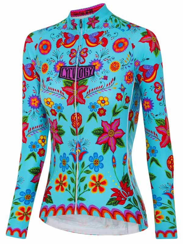 Frida (Aqua) Women's Long Sleeve Jersey - Cycology Clothing US