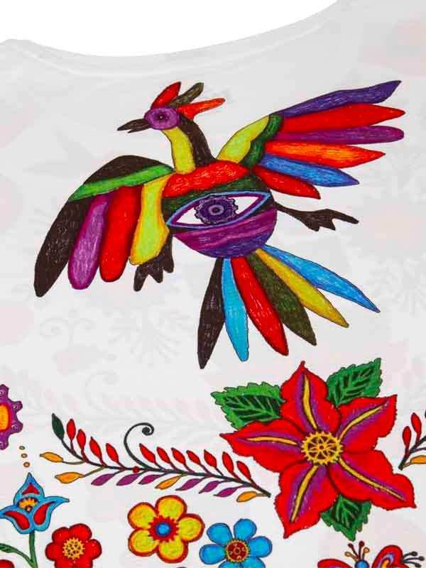 Colorful bird and floral print on women's cycling jersey, vibrant design for active wear